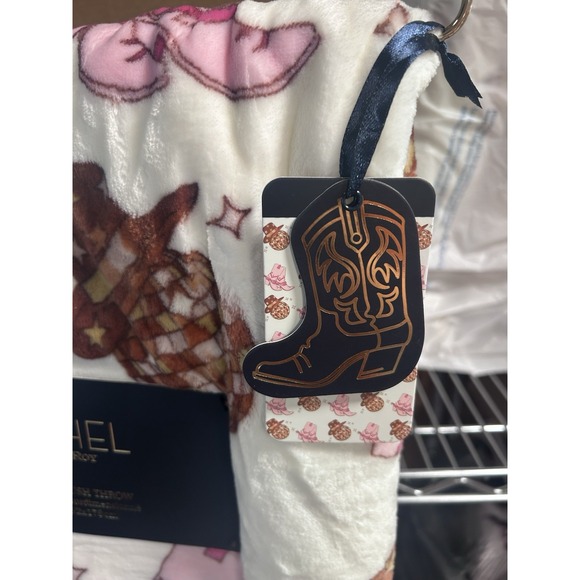 Rachel Roy Disco Ball Yeehaw Cowgirl Throw Blanket Boots Hat Soft 60X70" NEW - Picture 2 of 4